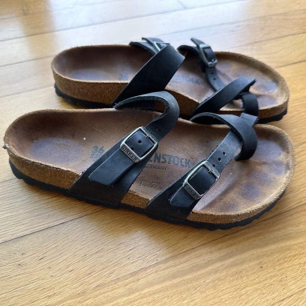 Birkenstock Womens Mayari Birko-Flor Flip Flop Summer Sandals Black Sz 5 US